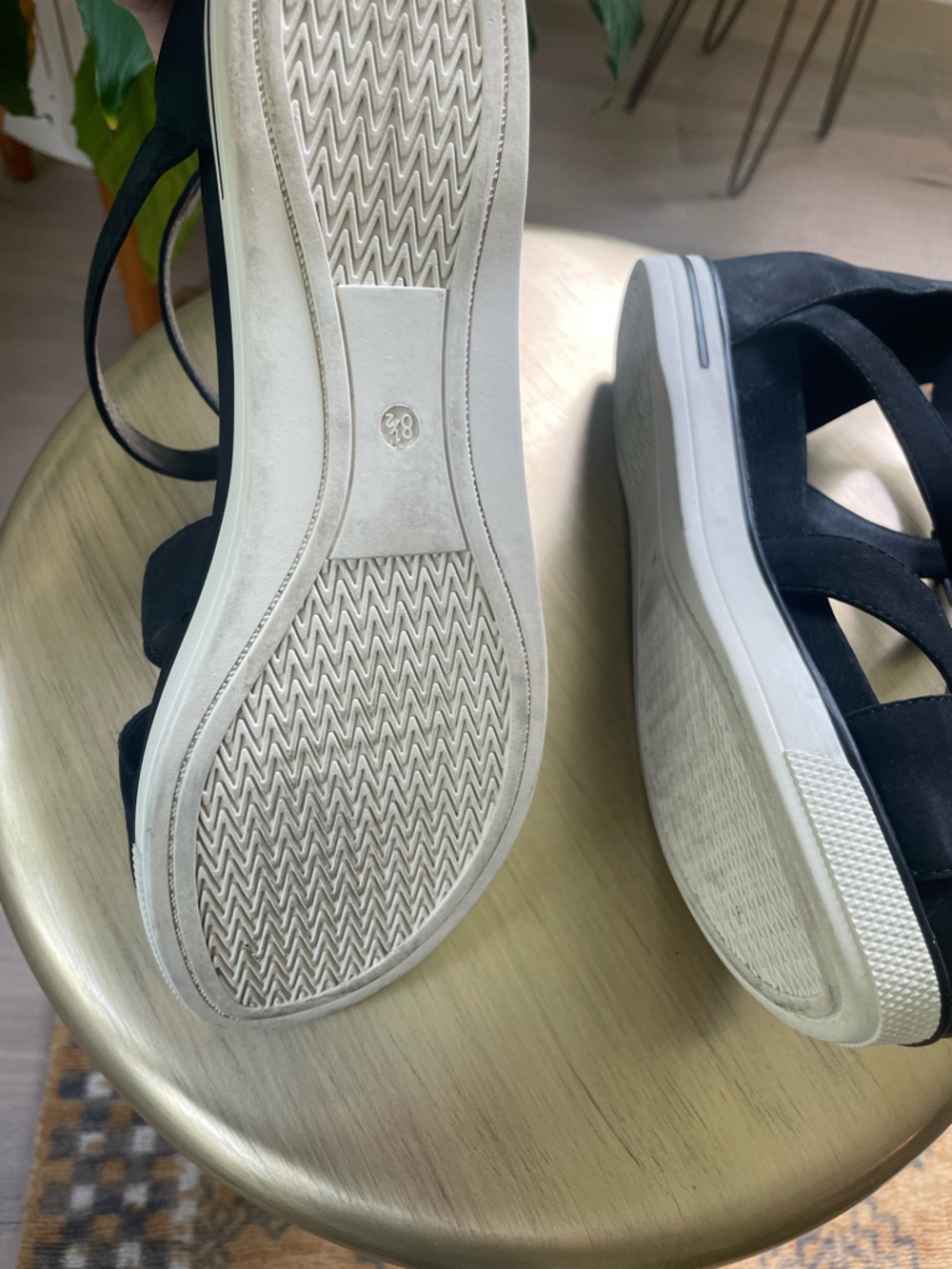 Eileen Fisher Sport Platform Gladiator Sandal Black Nubuck Sz 8.5 - Picture 8 of 9